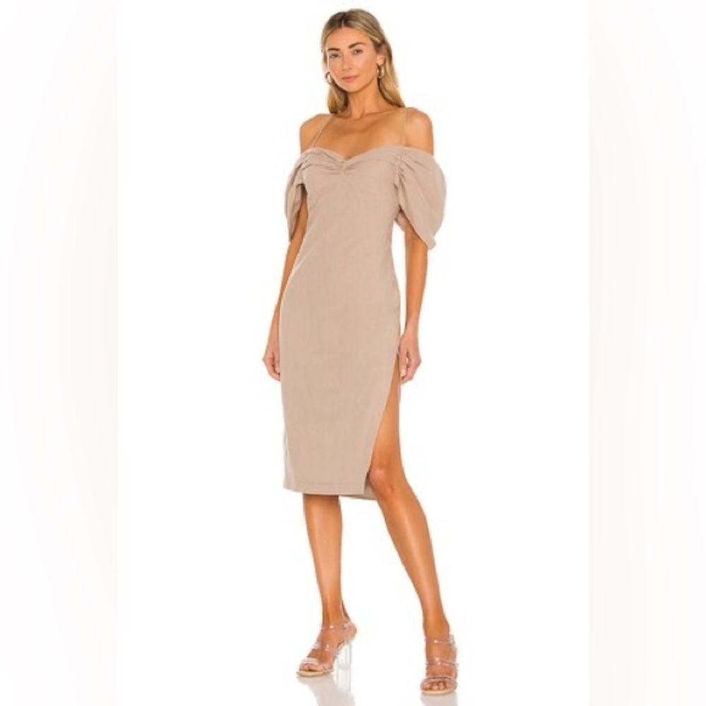 L'Academic Women's Tan Mocha Beige Gemma Mini Dress LINEN Blend Size XXS